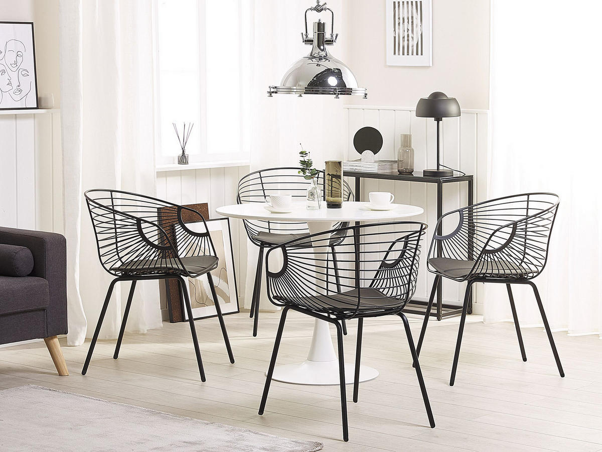 METALLSTUHL 2er-Set Schwarz Hoback - Schwarz, Textil/Metall (60/79/56cm) - Beliani