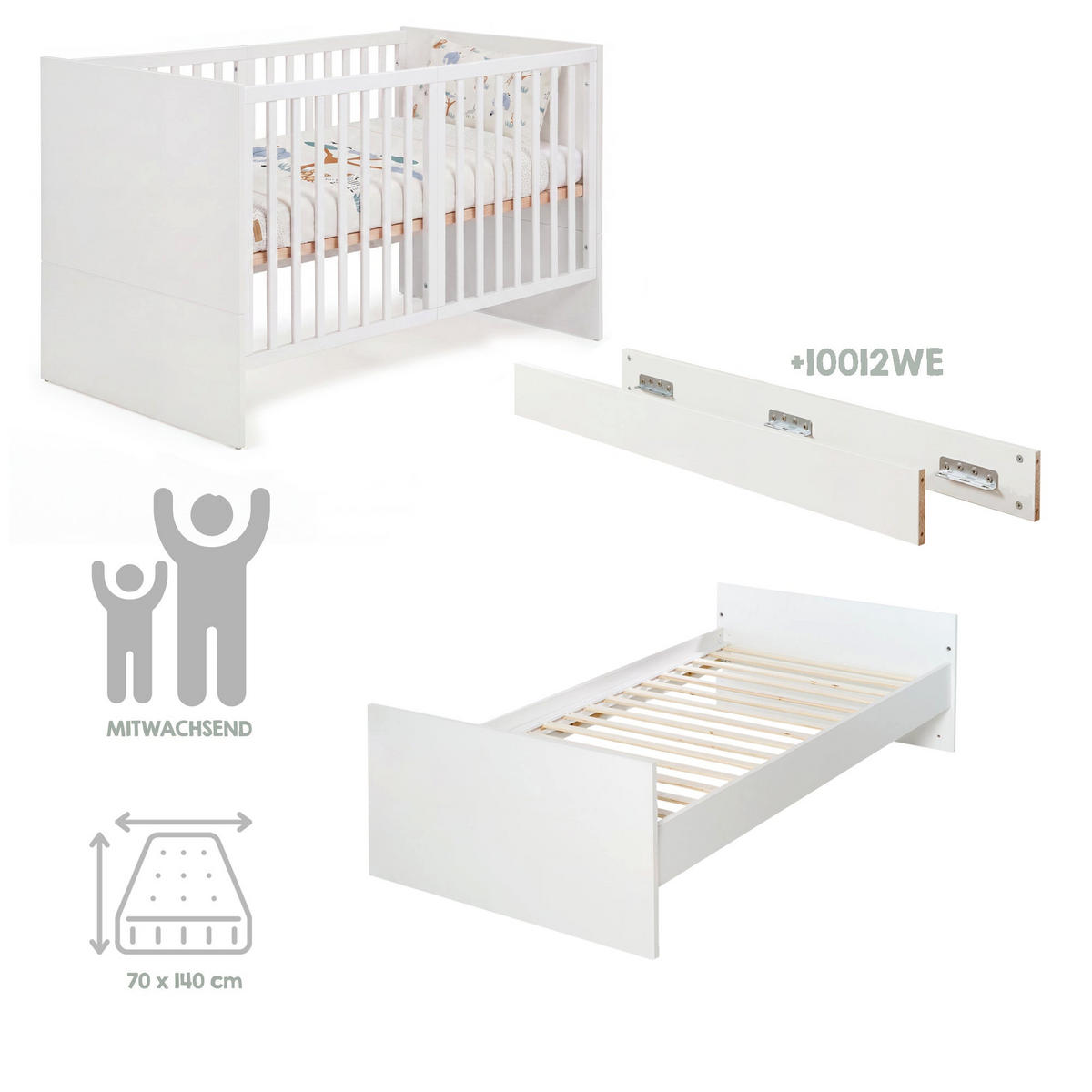 BABYBETT Lilo 70 x 140 cm - Weiß, Holzwerkstoff (70/140cm) - Roba