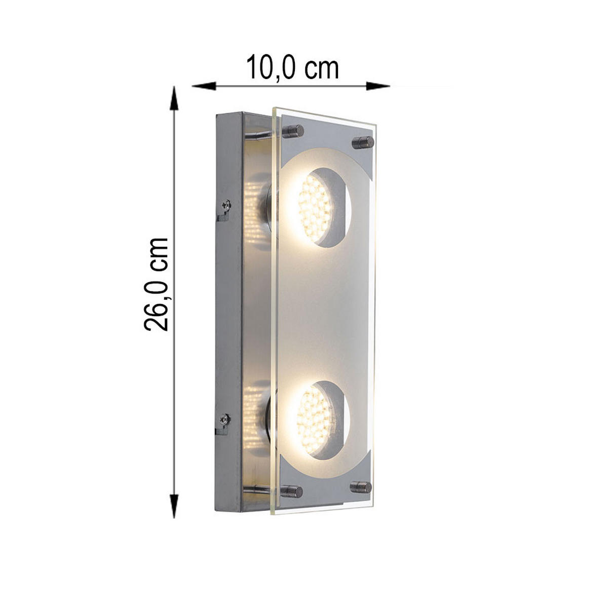 LED WANDLEUCHTE FRISCO Chrom Stahl Klar - Klar, Glas (26/10/6.6cm) - Esto