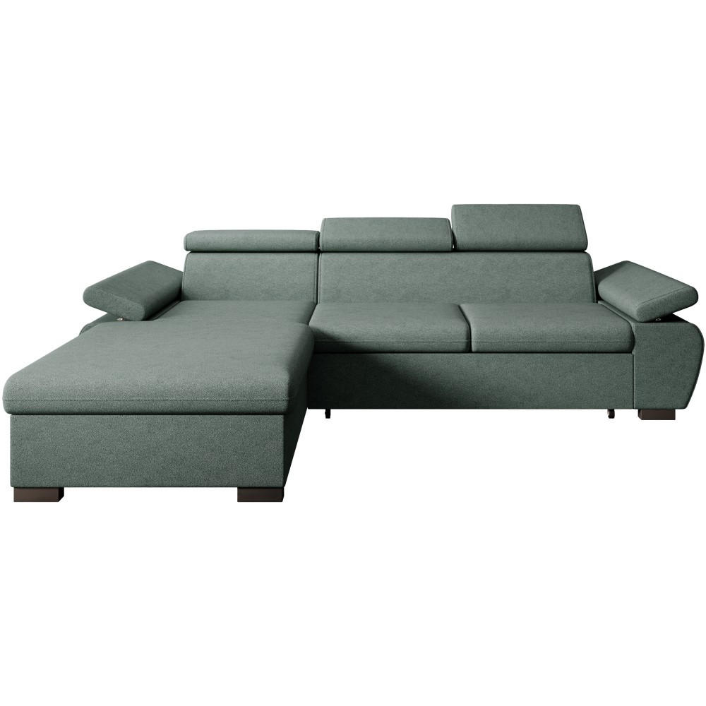 ECKSCHLAFSOFA Coco mit verstellbare Kopfstützen, dunkelgrün, links - Dunkelgrün, Textil (273/191cm) - Beautysofa
