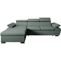 ECKSCHLAFSOFA Coco mit verstellbare Kopfstützen, dunkelgrün, links - Dunkelgrün, Textil (273/191cm) - Beautysofa