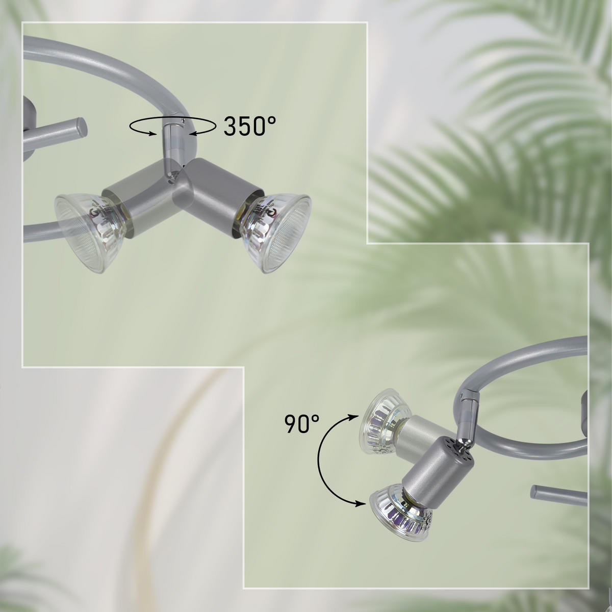 DECKENSTRAHLER Luxmund 3.2/8/42 cm - Silberfarben, Metall (42/3.2/8cm) - ZMH