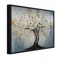 BILDER mit Rahmen Baum Blumen Beige 120x80 cm - Multicolor, Metall (120/80cm) - Wallarena