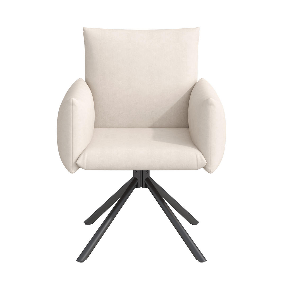 JÍDELNÍ ŽIDLE sada 2 ks, otočné s područkami, sametové čalounění, kovová podnož - béžová, textil (60/88/60cm) - Urban Meuble