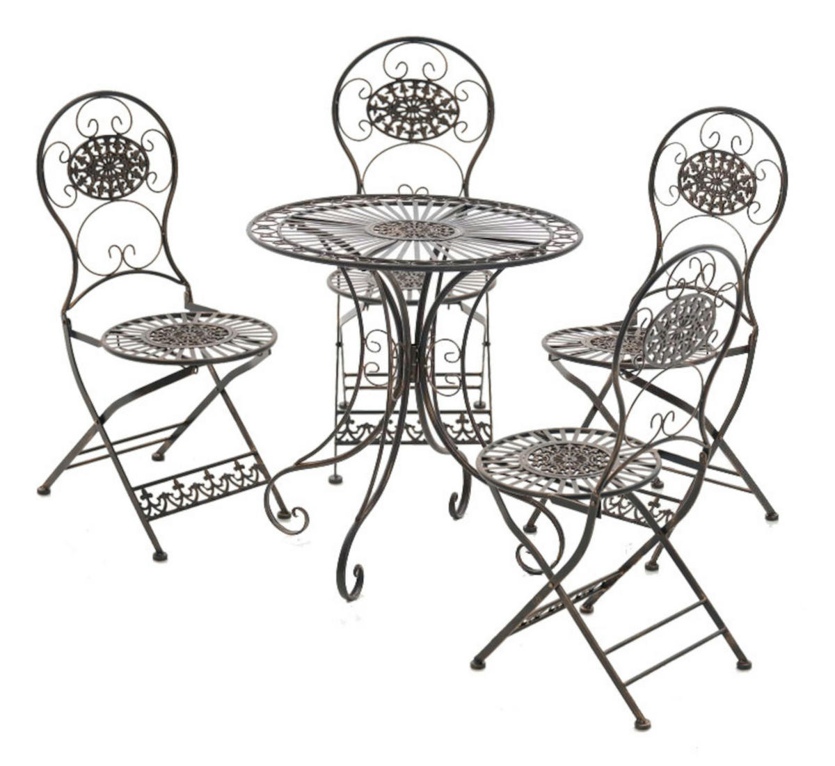 GARTENKLAPPSTUHL 2er Set Metall bronze - Bronzefarben, Metall (43/91.5/50cm) - CLP