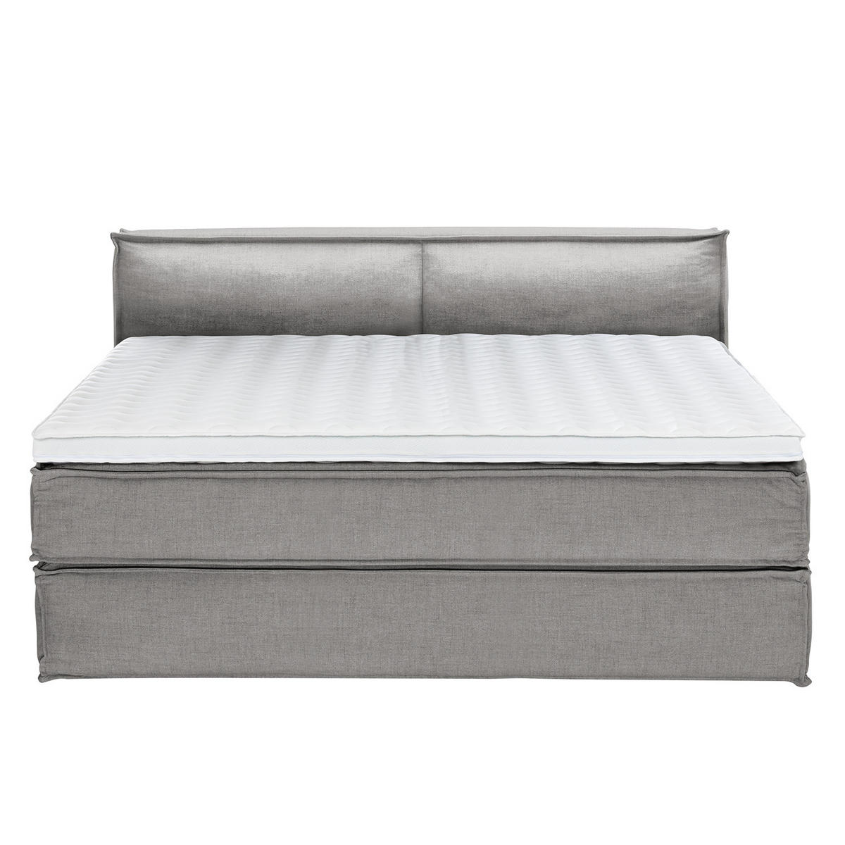 BOXSPRINGBETT mit Kopfteil - Premium - Grau, Textil (200/220cm) - home24