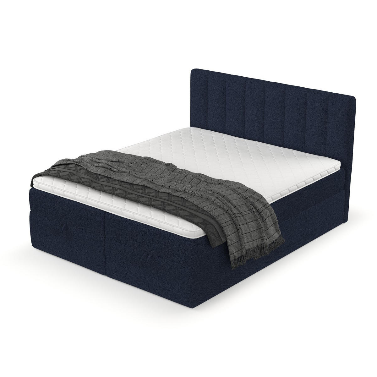 BOXBETT Lusso 140/200 cm Marineblau im Riva Stoff - Schwarz/Dunkelblau, Holz/Holzwerkstoff (140/200cm) - AltaBeds