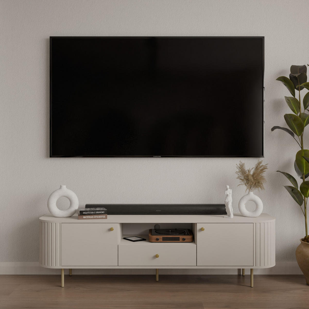 LOWBOARD 180 cm breit beige OVI - Beige, Holzwerkstoff (180/42/42cm) - Compleo24