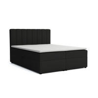 BOXBETT VIKA 200/200 in Velours Schwarz H3 - Schwarz, Holz/Holzwerkstoff (200/200cm) - Deine Möbel 24