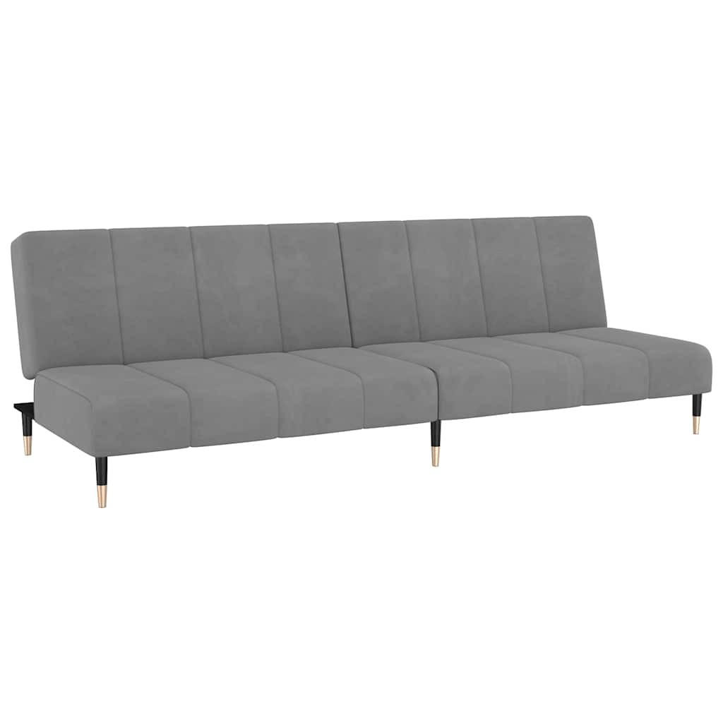 SCHLAFSOFA 2-Sitzer Hellgrau Samt - Hellgrau, Textil (100/69/200cm) - vidaXL