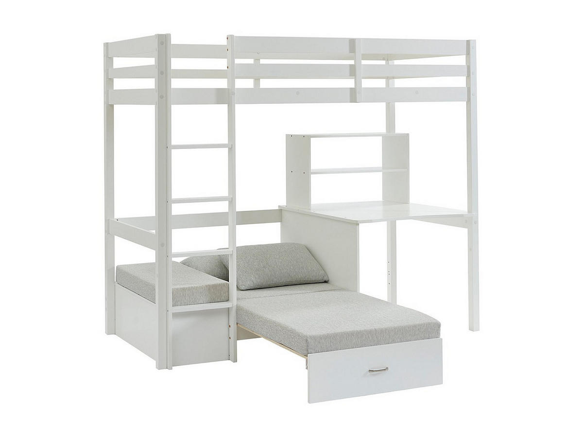HOCHBETT - 1 Person - holz - weiß Goliath - Weiß, Holz (90/200cm) - Vente-Unique