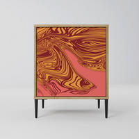 SIDEBOARD FLOATING THOUGHTS, Eichefarben, 57,5x42x72,5 cm, Schwarze Metallfüße - Eichefarben/Multicolor, Holzwerkstoff/Metall (57.5/72.5/42cm) - SpaceRebels