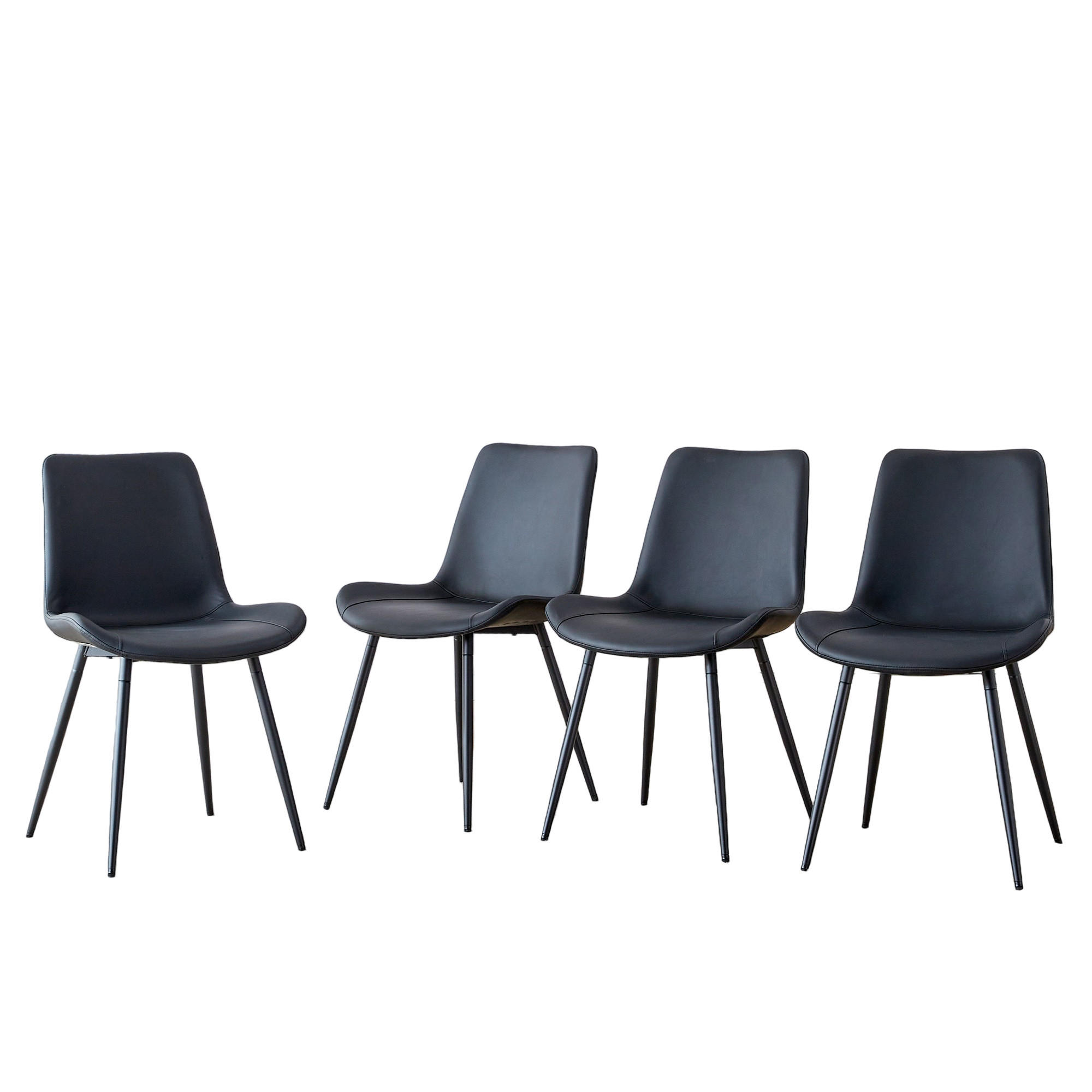 STUHL-SET DE-36498 4 Stück mit Kunstlederbezug Schwarz - Schwarz, Metall (47/83/50cm) - ComfortXL