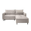 ECKSOFA mit Schlaffunktion und Bettkasten, Cord, beidseitig montierbar - Beige/Schwarz, Holz/Textil (238/174cm) - myHomelando
