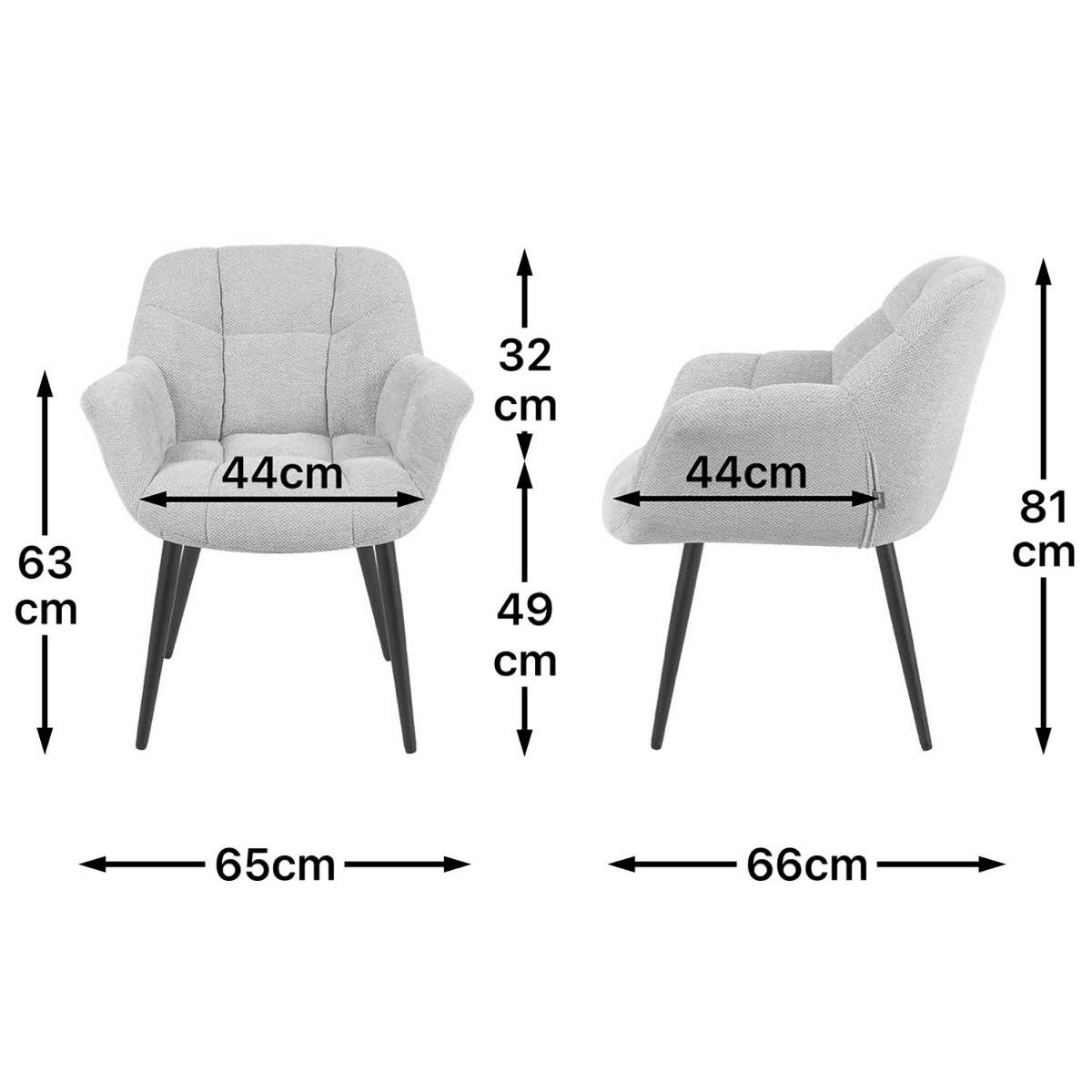 ESSZIMMERSTUHL Mika-Remo - Beige/Schwarz, Textil/Metall (65/81/66cm) - DUBI Möbel