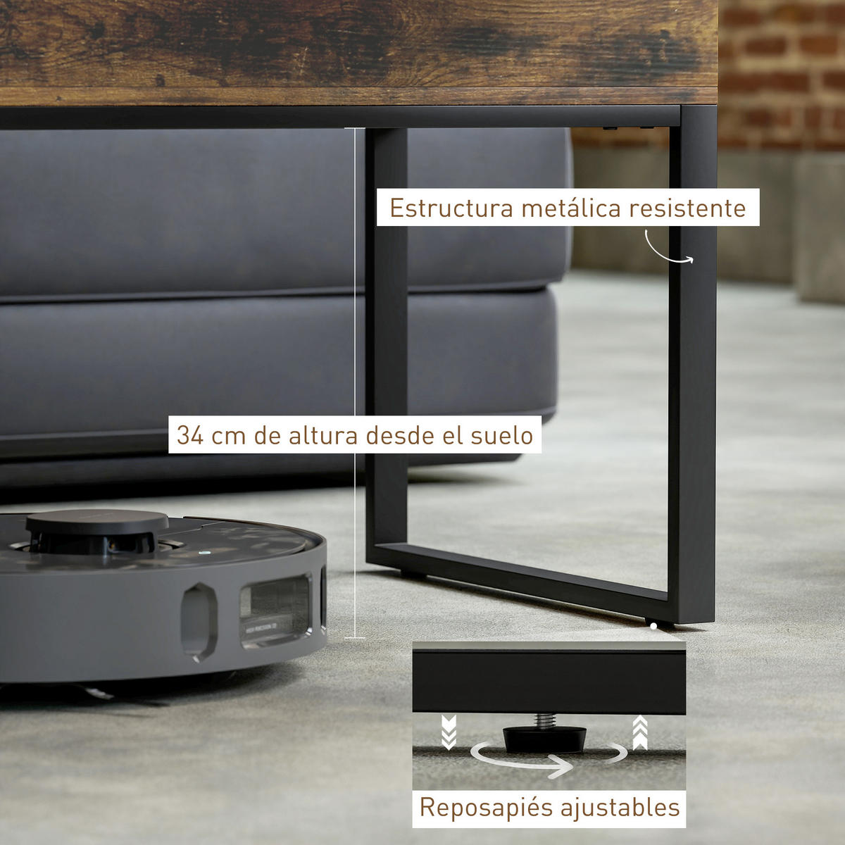 COUCHTISCH Braun 1 Stück - Braun, Metall (100/45/67cm) - GiPP