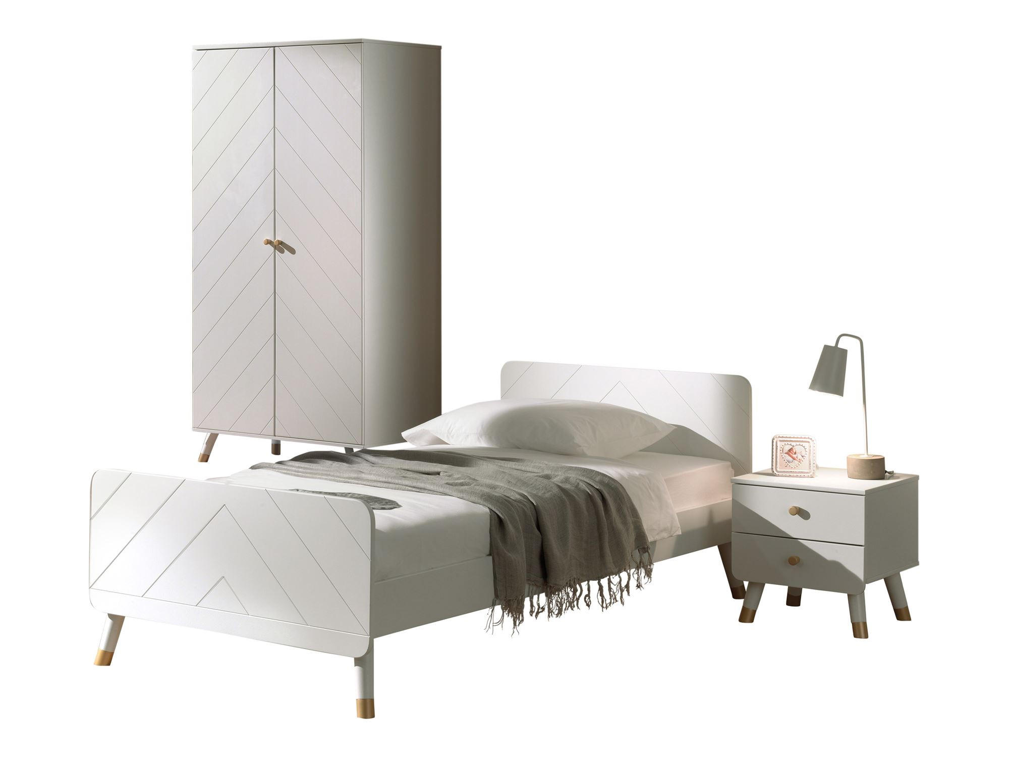 KINDERZIMMER komplett Set 3-tlg. Kamillah 4 Schrank Bett Nachtkomode - Weiß, Holzwerkstoff (240/1/140cm) - 58aufmkessel