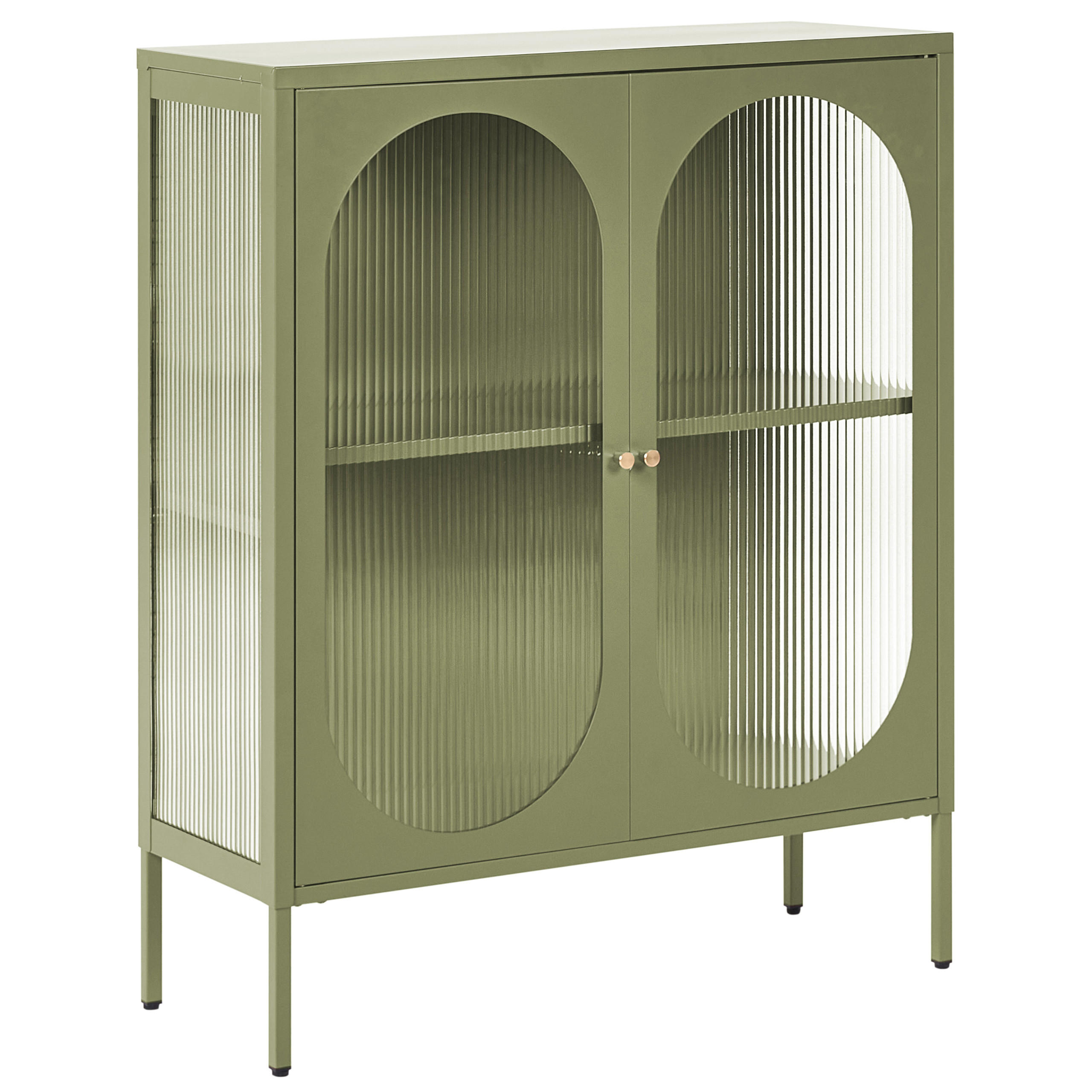 SIDEBOARD mit Glastüren Metall 90 cm Grün Sarre - Grün, Metall (90/111/35cm) - Beliani