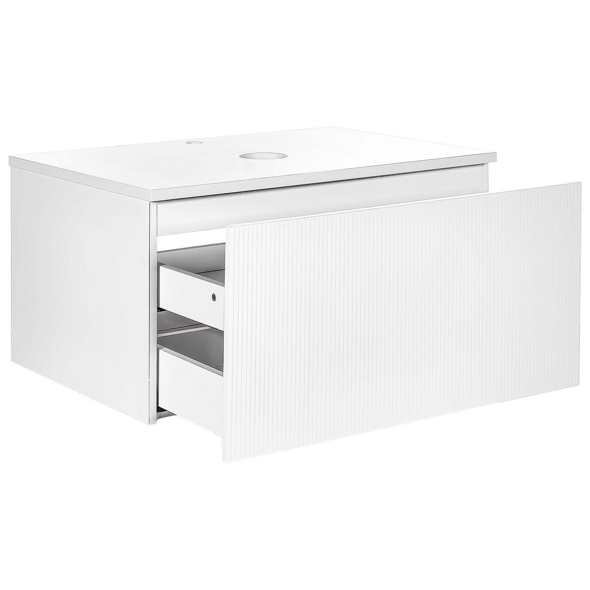 WANDMONTIERTER Waschtischunterschrank 80 cm Weiß Alzira - Weiß, Holzwerkstoff (80/40/52cm) - Beliani