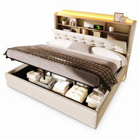 POLSTERBETT 180x200 cm in Beige mit LED, hydraulischem Stauraum und USB-C - Beige, Textil (180/200cm) - IVMEU