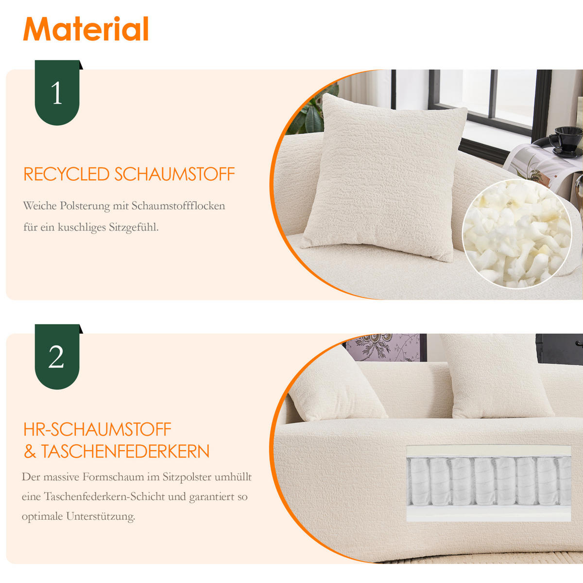 ECKSOFA modular 4-Sitzer Chenille Weiß-Grau - Weiß, Kunststoff (115/63/275cm) - Meubliv