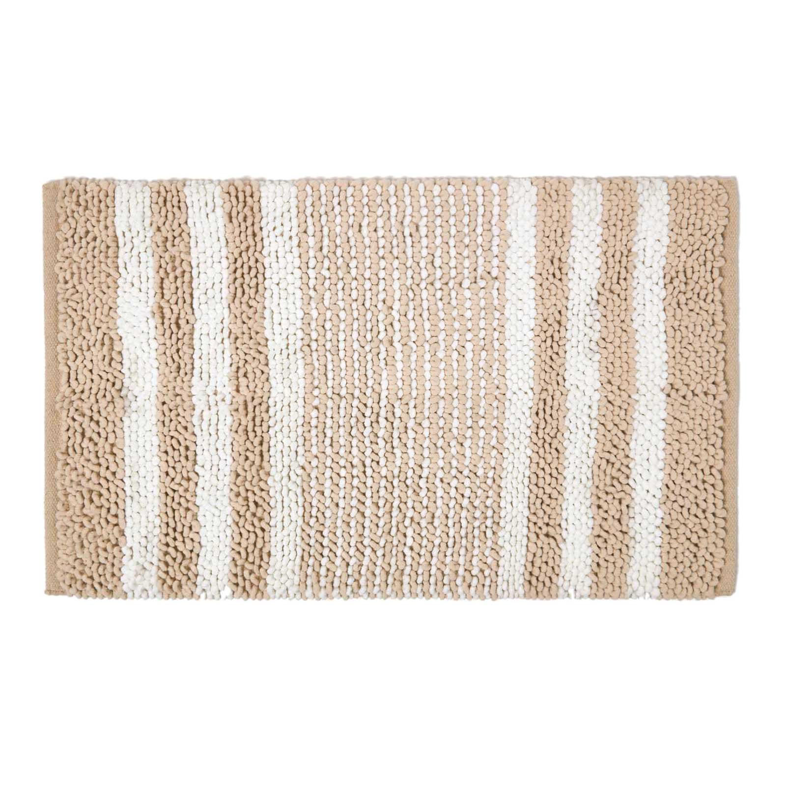 BADEMATTE Chenille grau-weiß 50/80 cm, 100% Baumwolle - Beige, Textil (50/80cm) - Homescapes