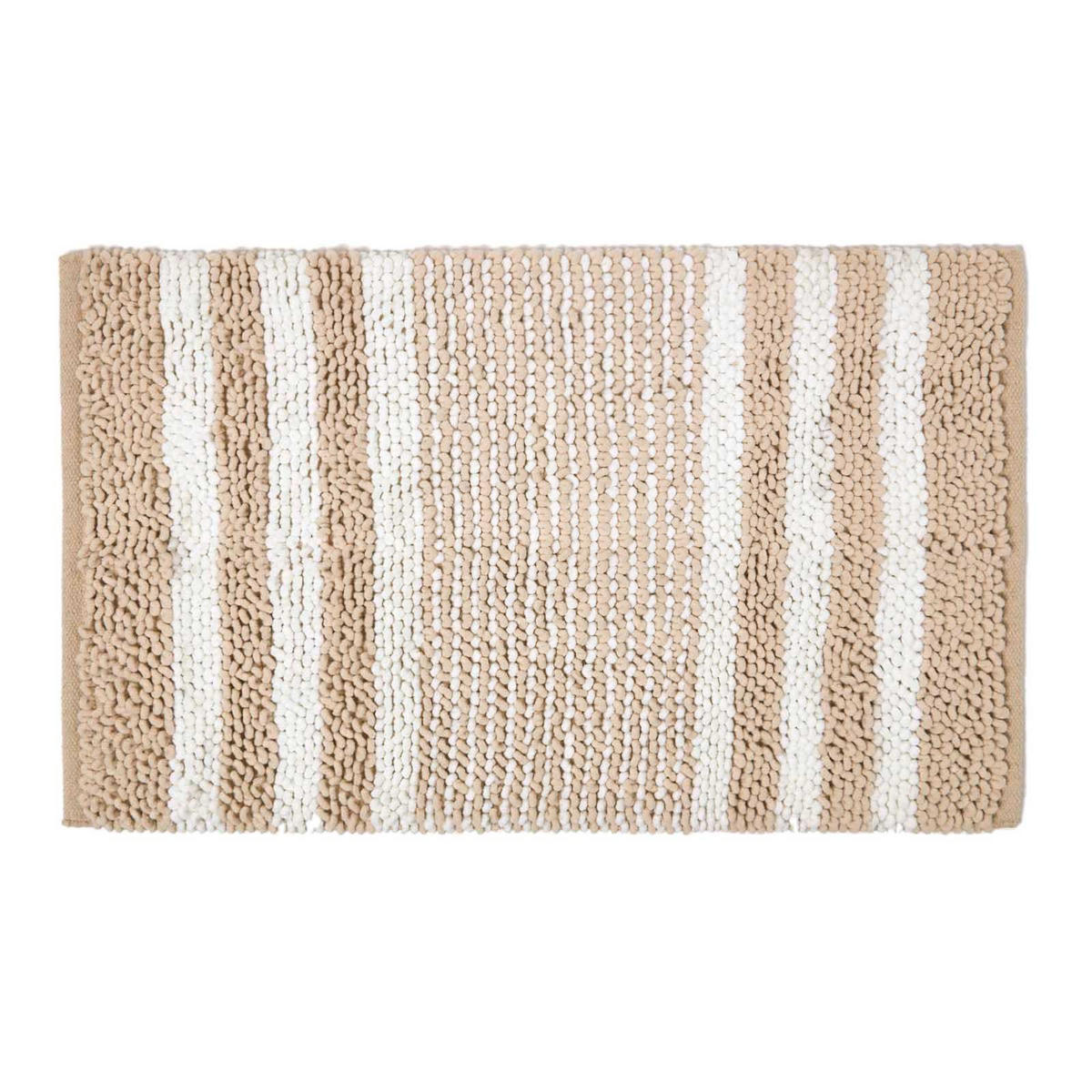 BADEMATTE Chenille grau-weiß 50/80 cm, 100% Baumwolle - Beige, Textil (50/80cm) - Homescapes