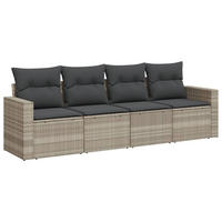GARTEN-SOFAGARNITUR 4-TLG. Mit Kissen Hellgrau Poly Rattan - Dunkelgrau, Kunststoff (62/69/241cm) - vidaXL