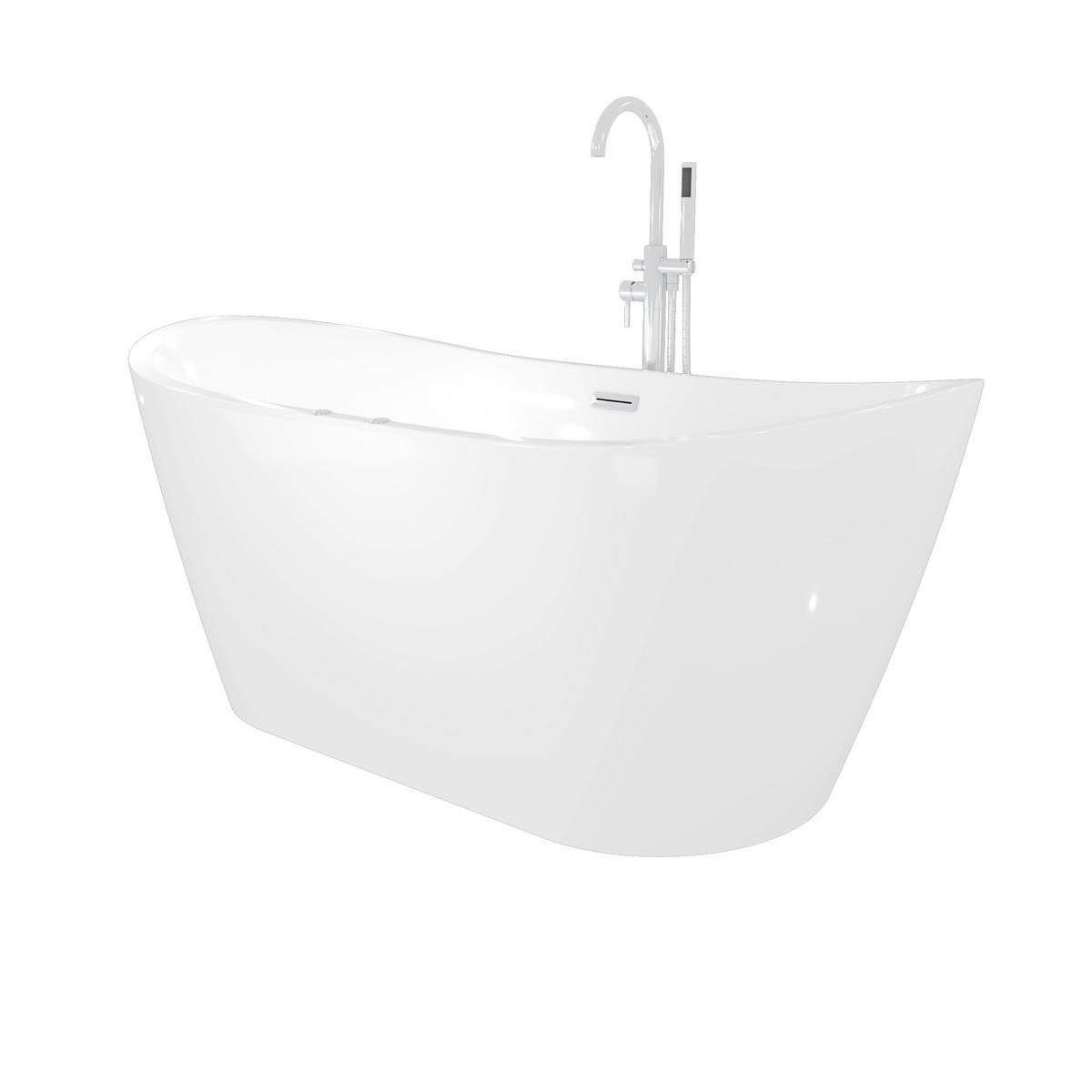 FREISTEHENDE Wanne F23 180cm Whirlpool Armatur AF02 - Weiß, Glas/Kunststoff (80/72/180cm) - AcquaVapore by Sandra Jentho