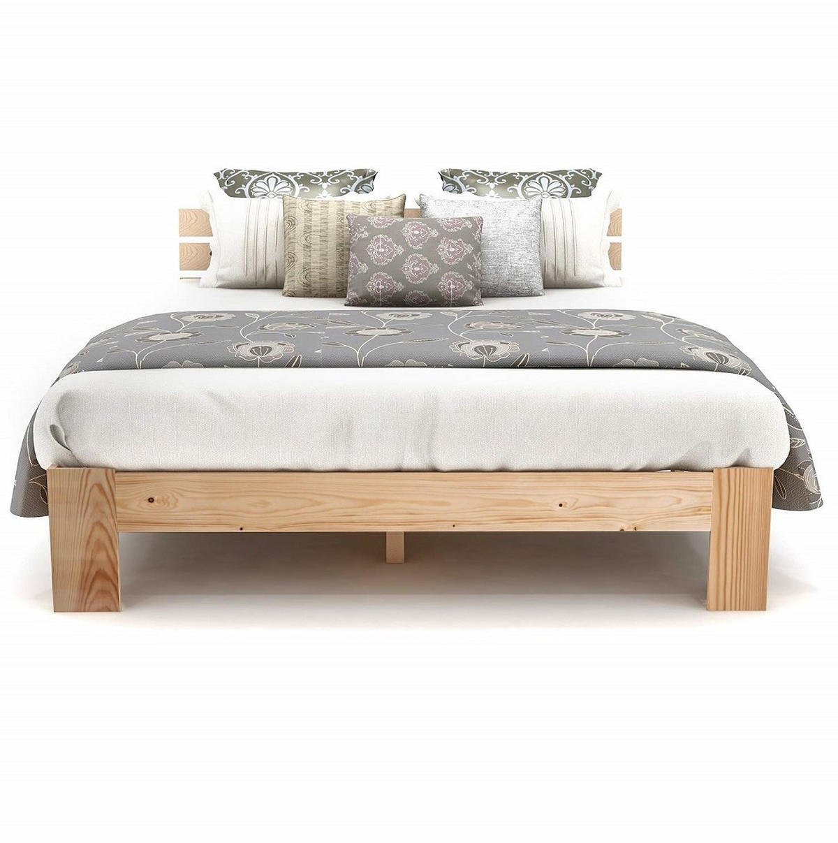 HOLZBETT 140/200 cm Natur mit Lattenrost aus massivem Holz - Naturfarben, Holz (140/200cm) - OKWISH