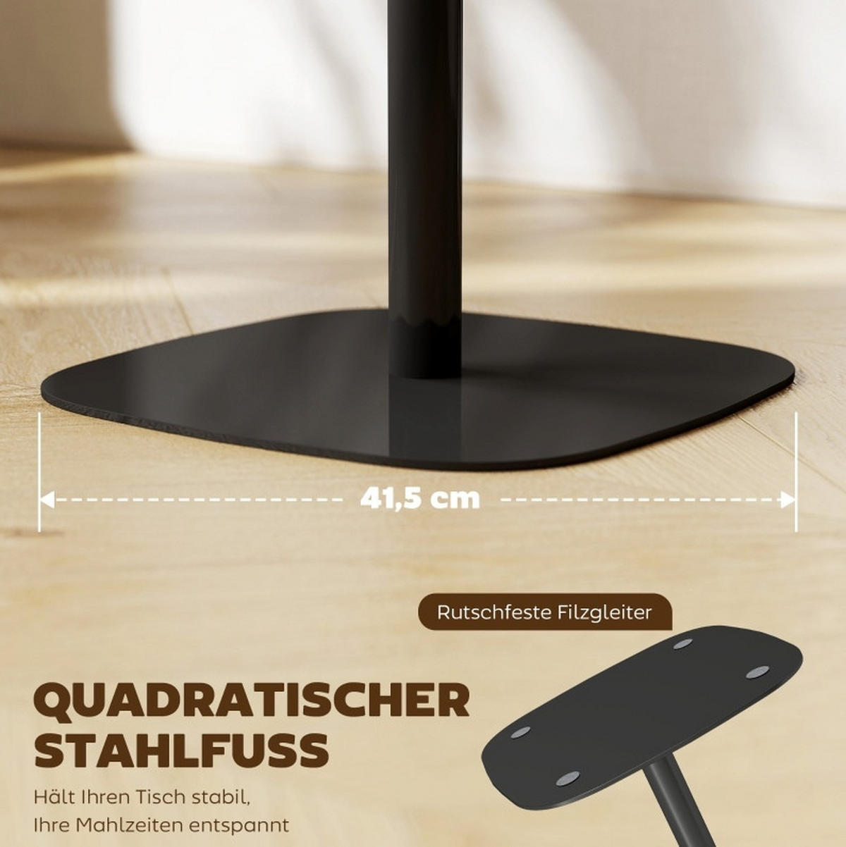 ESSTISCH 60/60 cm quadratisch mit lackierter Tischplatte und Stahlfuß, Naturholz - Braun, Holz (60/60/75cm) - Redom