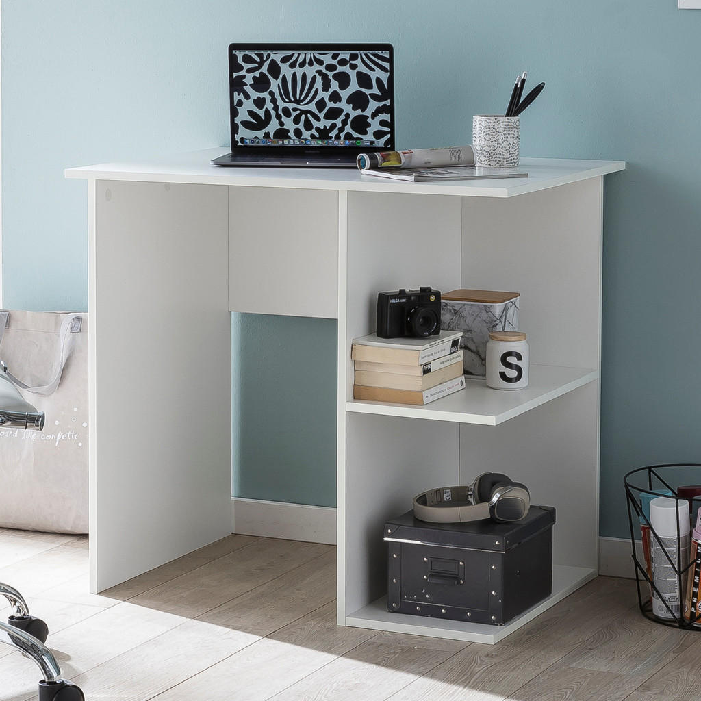 Thumbnail - Kadima Design Schreibtisch, Weiß, Holz, Rechteckig,Rechteckig, Wange, 82x76x60 cm, Arbeitszimmer, Schreibtische, Bürotis...