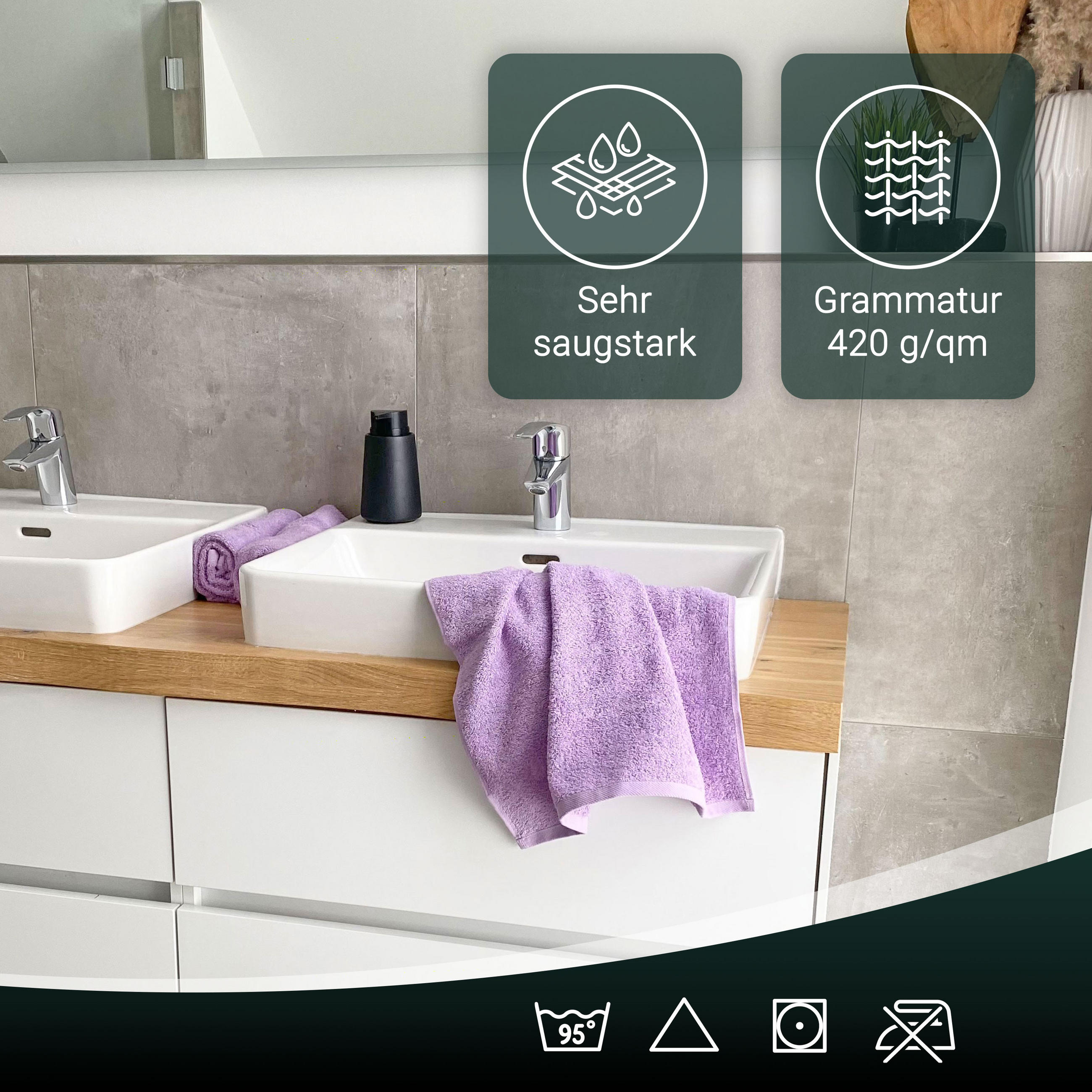 Thumbnail - Zollner Badetuch,, Flieder, Textil, 100x150 cm, Oeko-Tex® Standard 100, Badtextilien, Badetücher