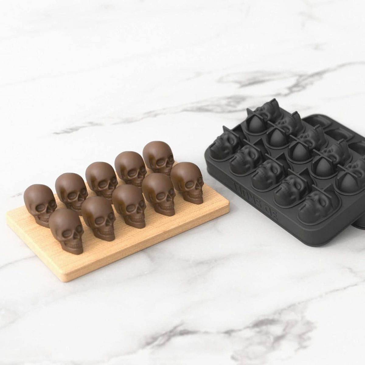 EISWÜRFELFORM Totenkopf 10-fach Set - Braun, Kunststoff (10.9/4.2/18.6cm)