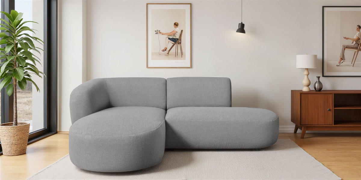 ECKSOFA Babette - Grau, Holzwerkstoff/Textil (188/242cm) - Fun Möbel