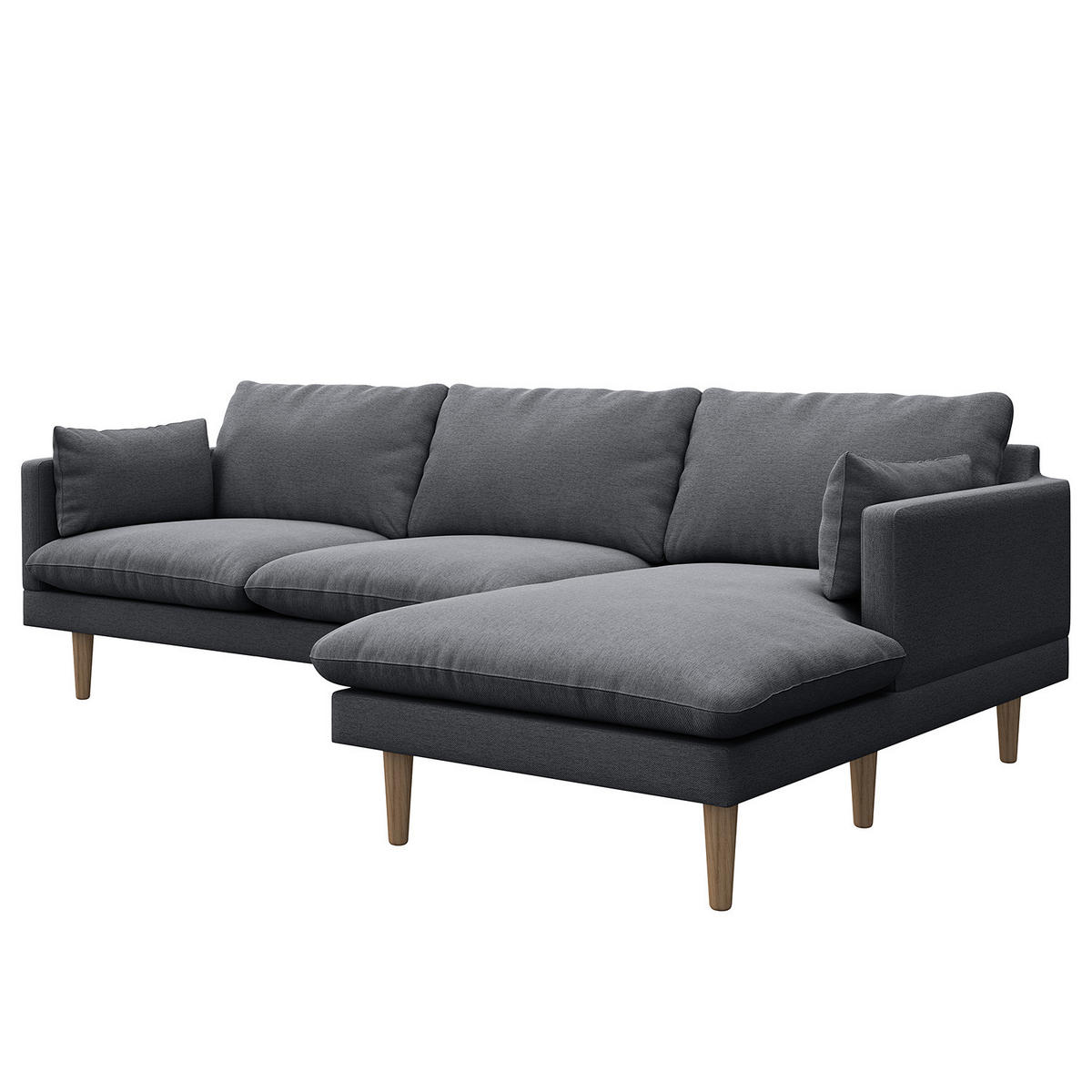 ECKSOFA mit Longchair - Webstoff - Buchefarben/Grau, Buchenholz/Textil (242/150cm) - home24