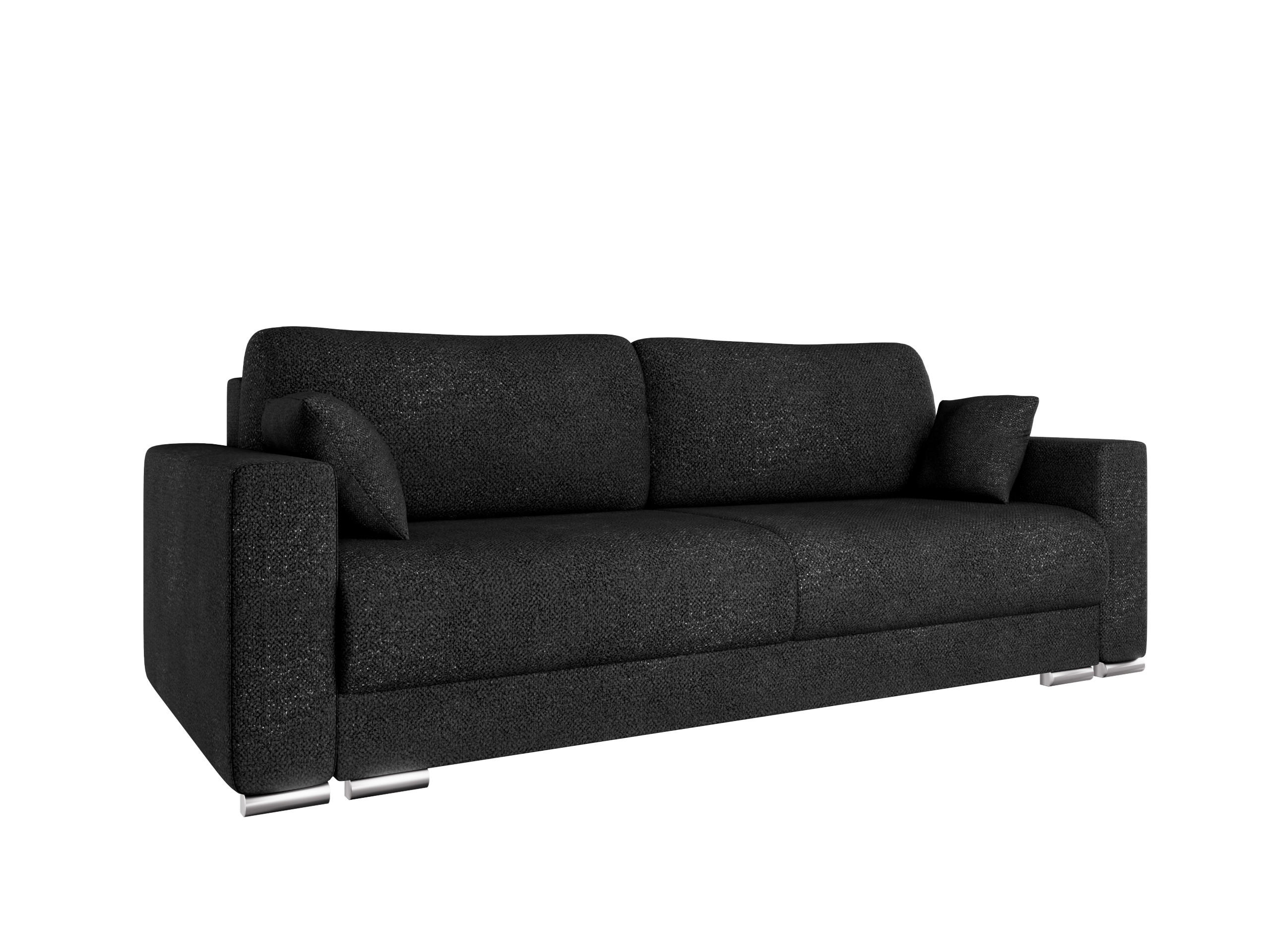 SCHLAFSOFA Calma mit Bettkasten 3-Sitzer modernen Stil, Schwarz - Schwarz, Holz (229/87/97cm) - Panda Möbel