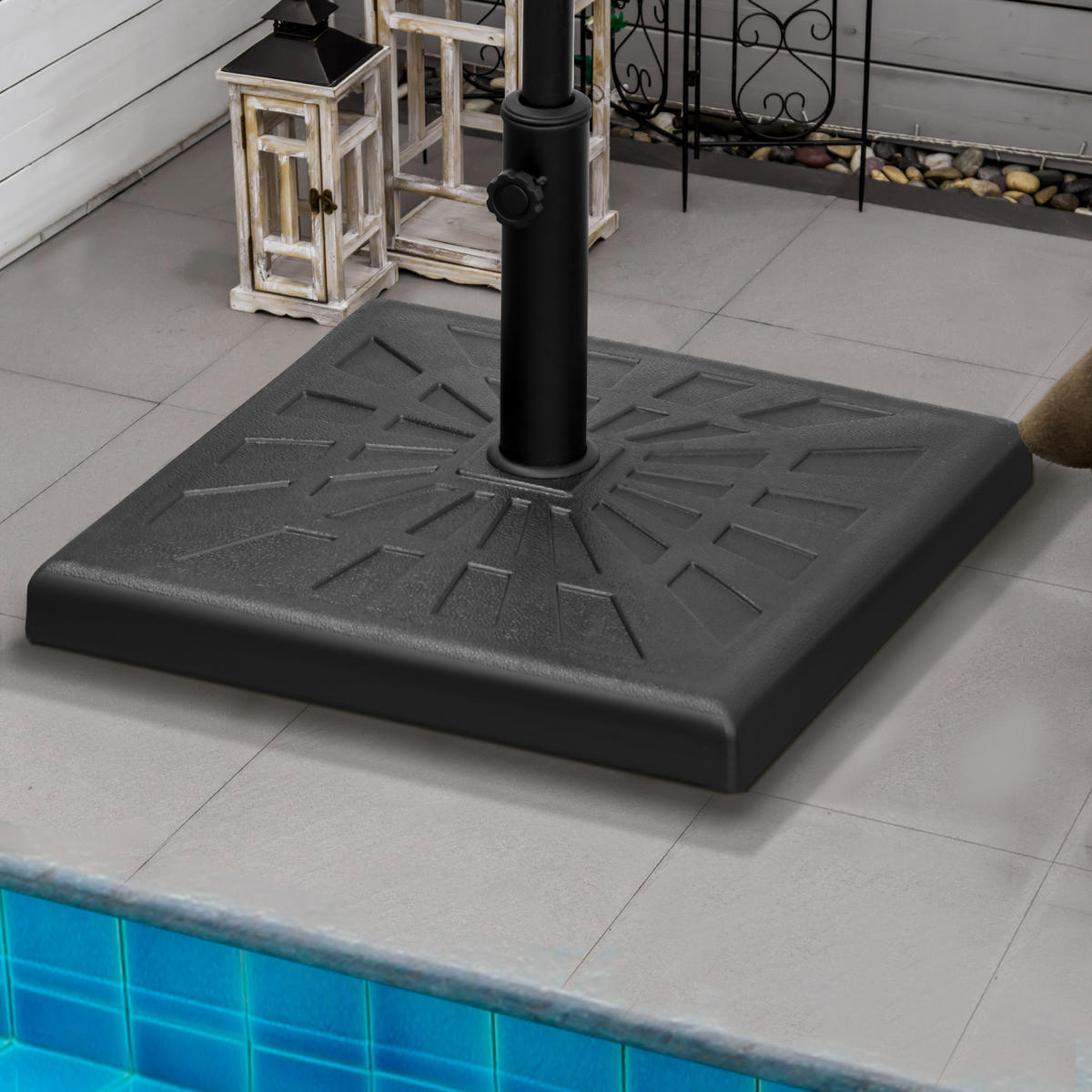SONNENSCHIRMSTÄNDER Schwarz 51/51/32 cm - Schwarz, Metall (51/51cm) - PANGIVO