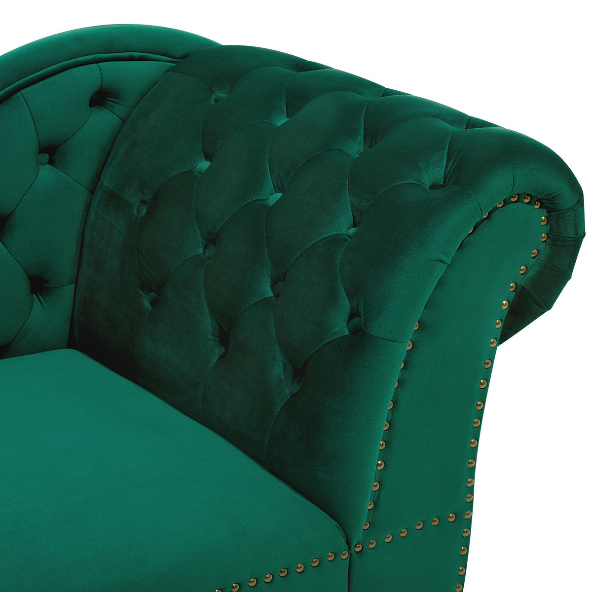 CHAISELONGUE Samtstoff grün rechtsseitig Nimes - Dunkelbraun/Grün, Textil (170/79/61cm) - Beliani