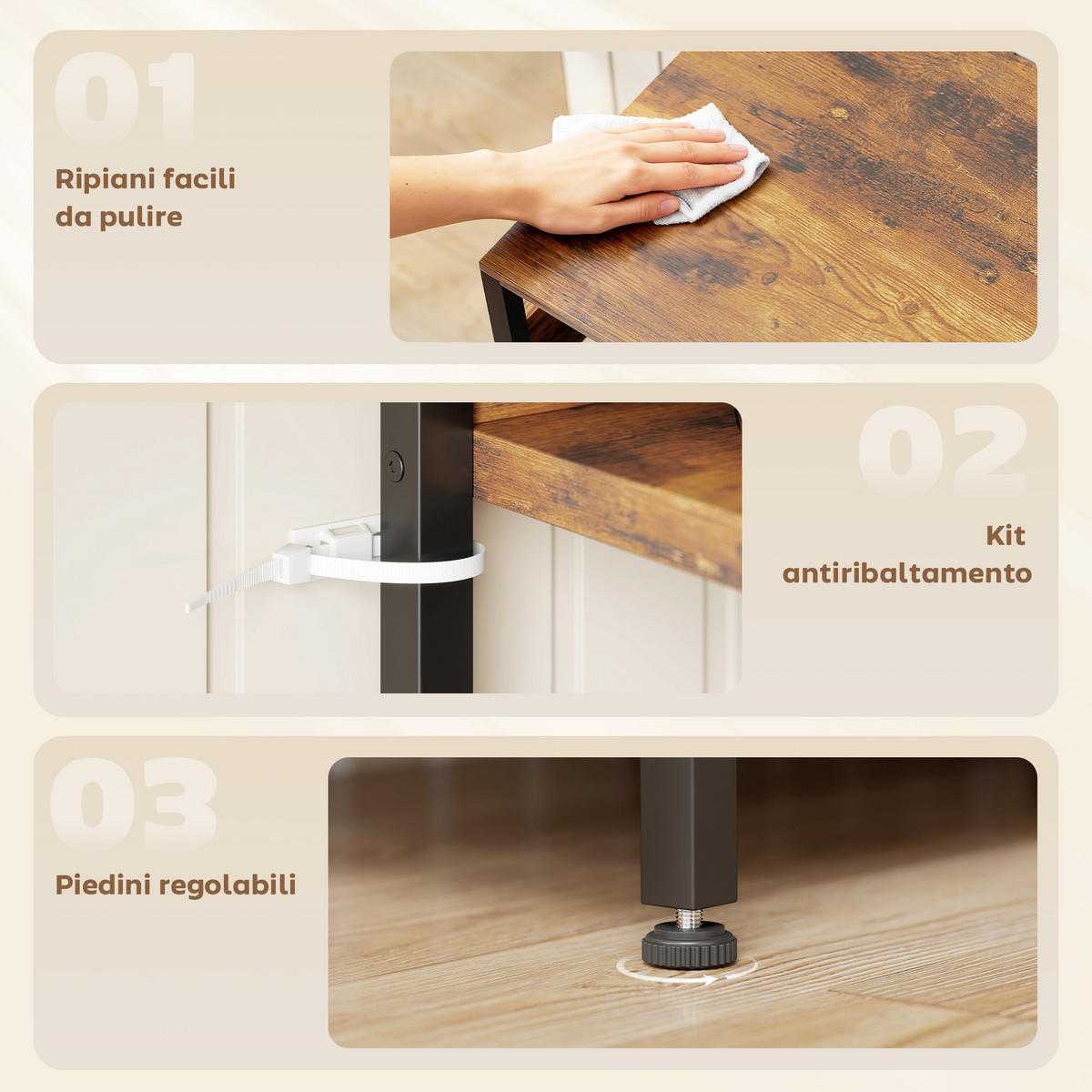 KÜCHENREGAL Braun 1 Stück - Braun, Holzwerkstoff (40/170/80cm) - GiPP