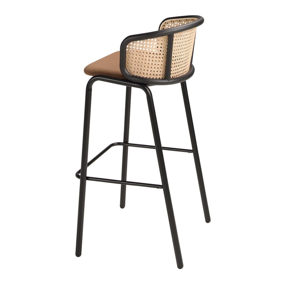 BARHOCKER Hocker aus Rattan und braunem Samt 51/50/95 cm - Schwarz/Braun, Textil (51/95/50cm) - ANGEL CERDA