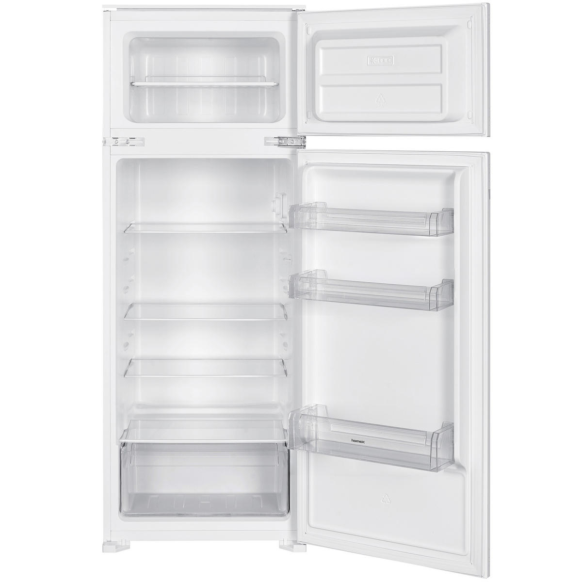 KÜHL-GEFRIER-KOMBINATION Einbau, 145cm Nische, 205 Liter, Schlepptürtechnik, Einbaukühlschrank mit Gefrierfach, CFB2051E - Weiß, Glas/Kunststoff (54/145/54cm) - homeX