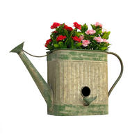 VOGELHAUS mit Blumentopf Metall 40 cm 481999 - Grau, Metall (43/27/16.5cm) - DanDiBo