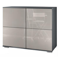 KOMMODE Rova Sandgrau Hochglanz - Sandfarben, Holzwerkstoff (92.5/75.5/35cm) - Vladon