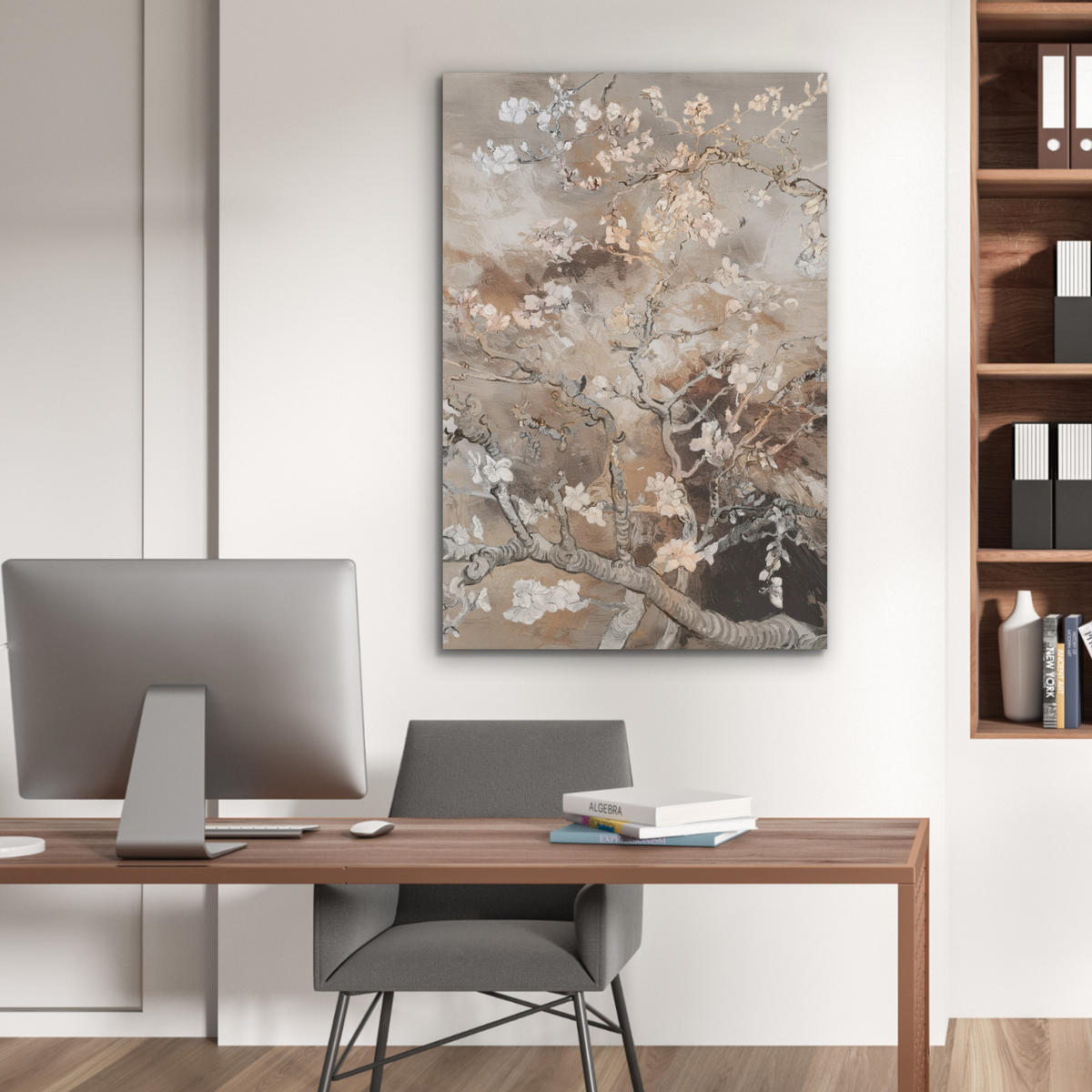 AKUSTIKBILD Mandelblüte - Kunst - Van Gogh - Beige - Abstrakt Wanddeko 60x90 cm - Braun, Kunststoff (60/90/0.9cm) - MuchoWow