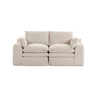 2-SITZER SOFA Cord Beige mit Kissen und Seitentaschen - Beige, Textil (191/85/94cm) - WISHDOR