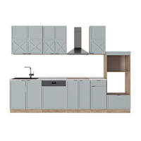 KÜCHENZEILE Fame-Line Hellblau-grau/Goldkraft Eiche 300 cm AP Marmor - Honigeiche/Blaugrau, Holzwerkstoff (300/81.6/60cm) - Vicco