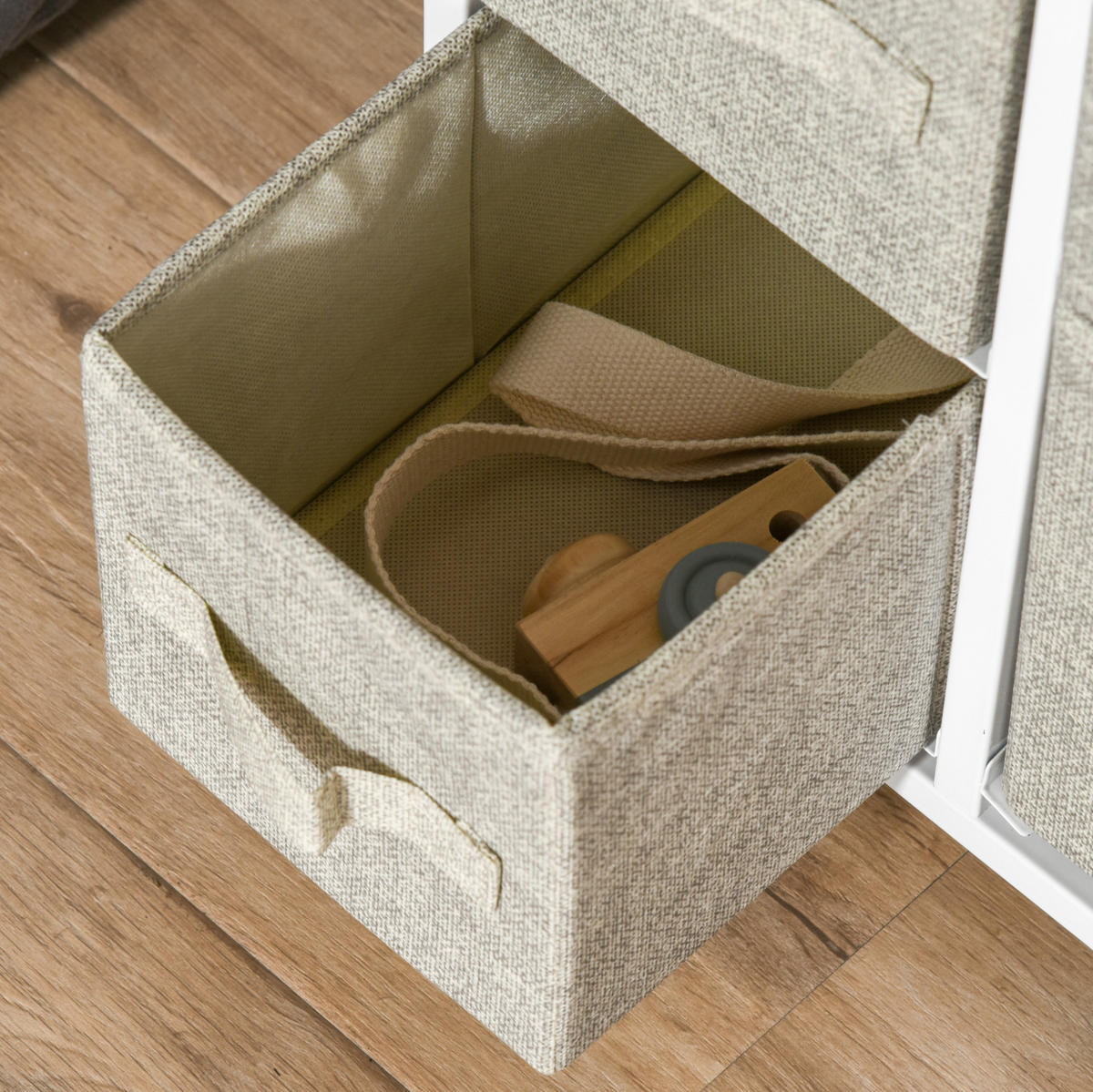 KOMMODE 63,5/30/71 cm aus Stahl mit 7 faltbaren Stoffschubladen Hellgrau - Hellgrau, Metall (63.5/71/30cm) - Modenvie