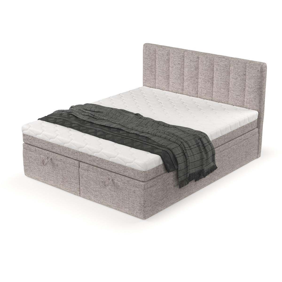 BOXBETT Lume 180/200 cm Beige im Neve Stoff - Beige/Schwarz, Holz/Holzwerkstoff (180/200cm) - AltaBeds