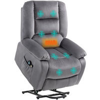 MASSAGESESSEL DE-06310 mit Aufstehhilfe, Wärme- & Massagefunktion Dunkelgrau - Dunkelgrau, Textil/Metall (90/110/93cm) - ComfortXL